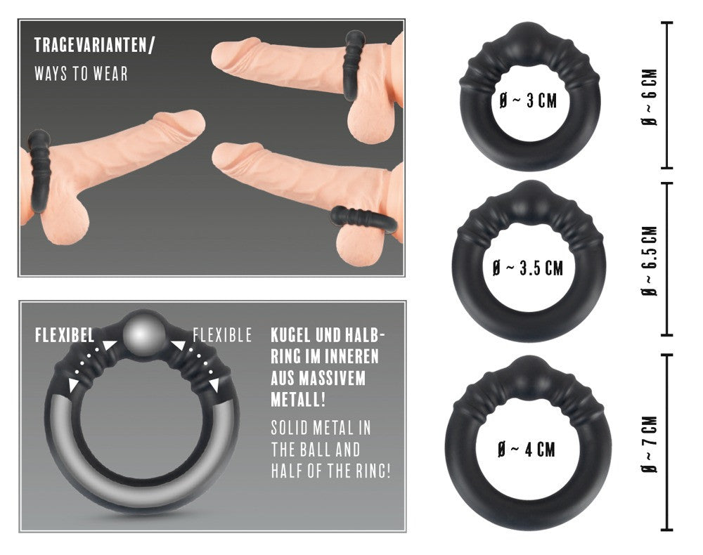 Anello fallico Silicone Steel Rings kit