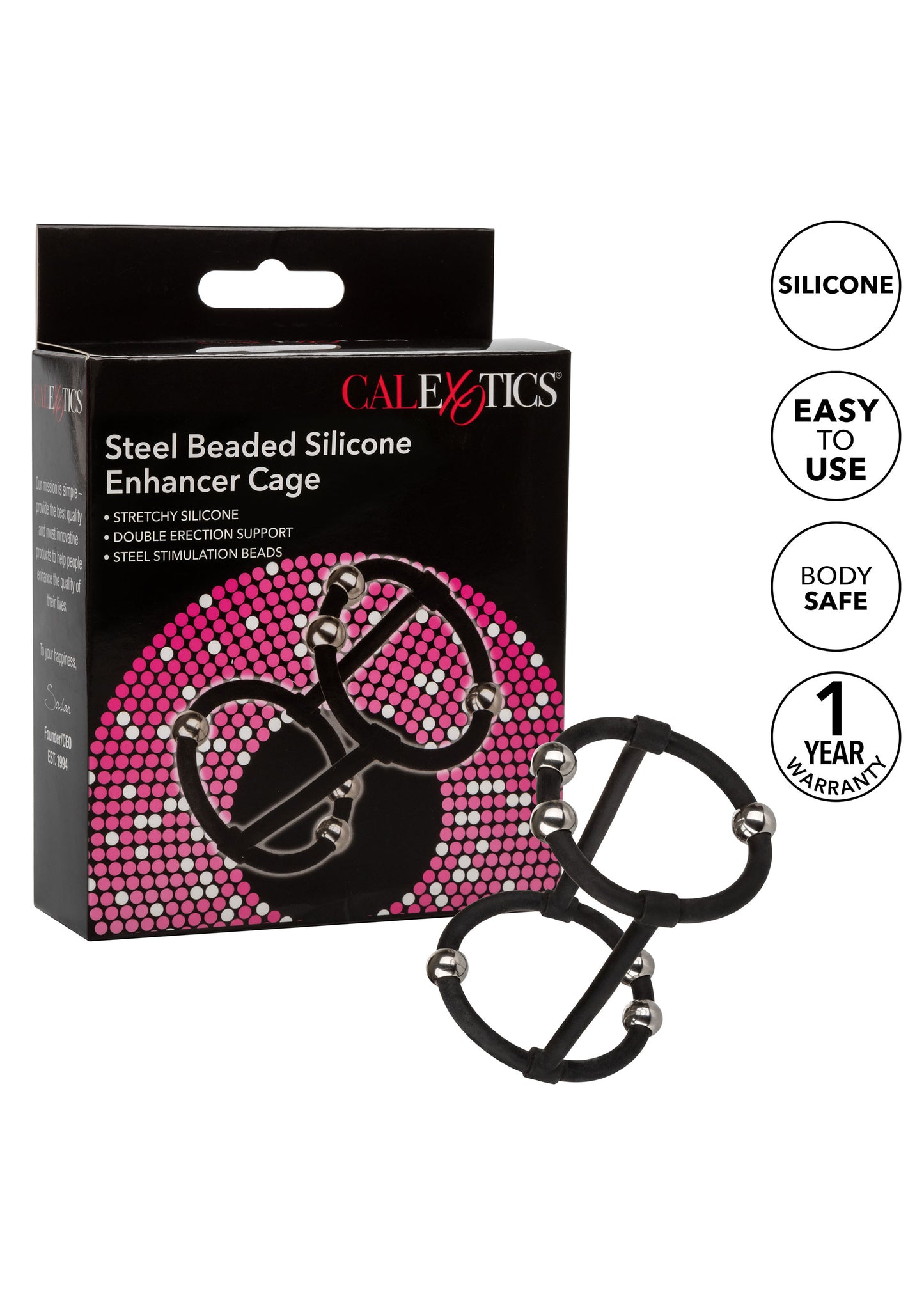 Anello fallico doppio Beaded Silicone Enhancer Cage