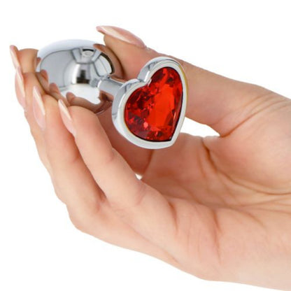 Plug anale mini in metallo acciaio dildo con pietra gioiello cuore red rosso fallo anal butt