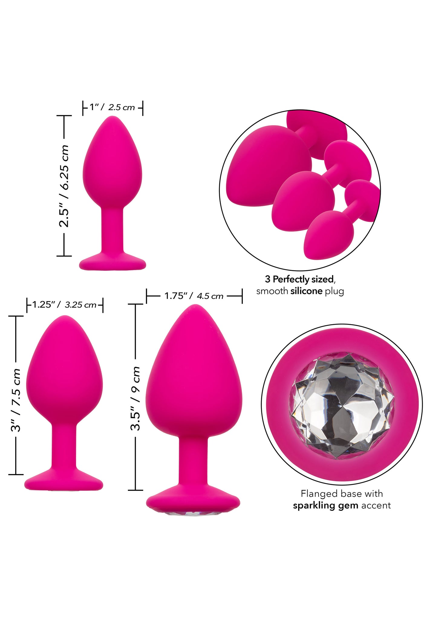 Plug anale Cheeky Gems 3 Pcs rosa