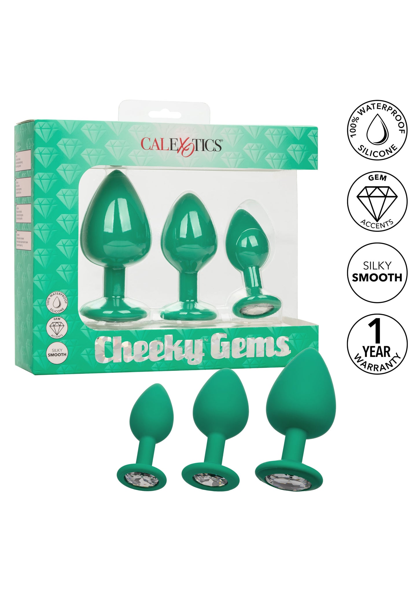 Kit plug anale Cheeky Gems 3 Pcs verde