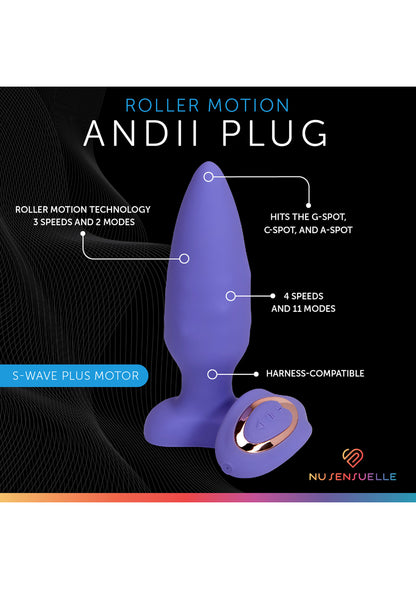 Plug vibrante viola Andii Roller Motion