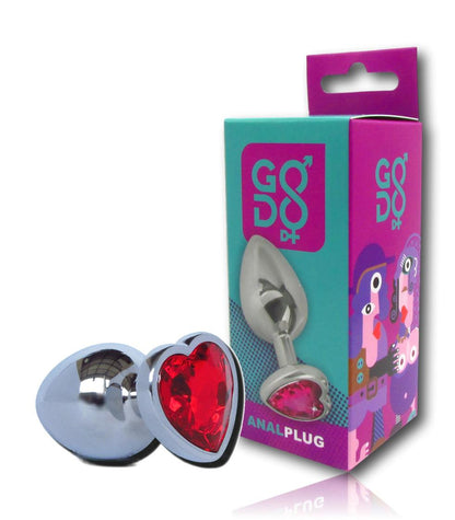 Plug anale grande Godo di + in metallo cuore rosso