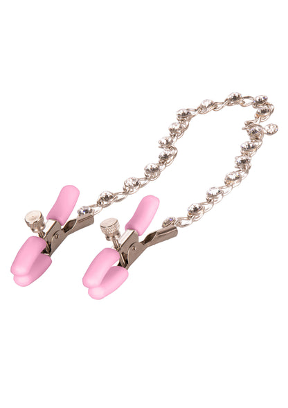 Strizza capezzoli rosa Crystal Chain Nipple Clamps