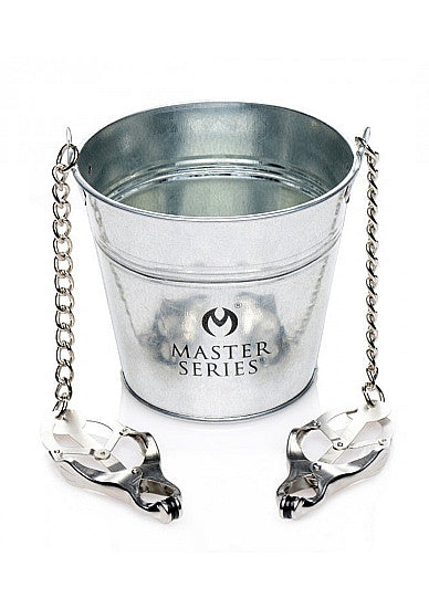 Stimolatore a pinza seno e vagina Slave Bucket Labia and Nipple Clamps - Silver