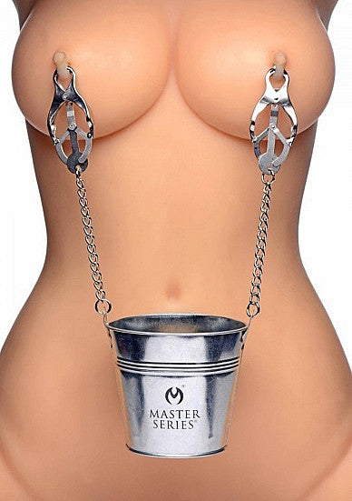 Stimolatore a pinza seno e vagina Slave Bucket Labia and Nipple Clamps - Silver