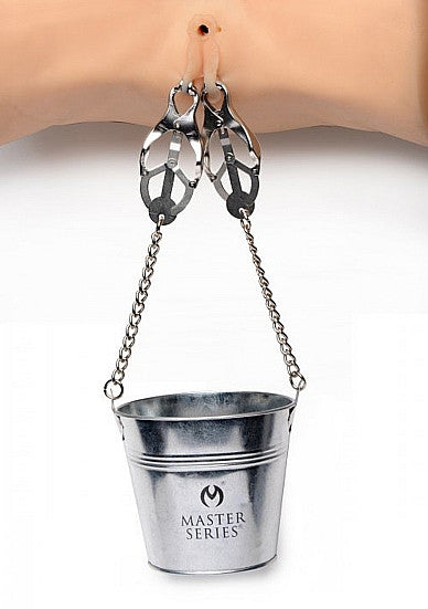 Stimolatore a pinza seno e vagina Slave Bucket Labia and Nipple Clamps - Silver