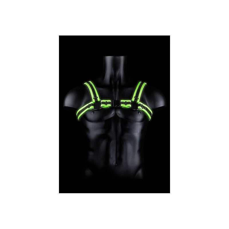 Pettorina bondage fosforescente Buckle Harness - Glow in the Dark - Neon Green/Black