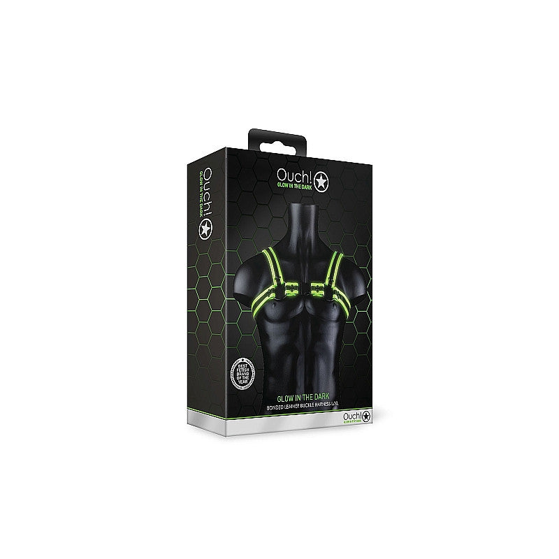 Pettorina bondage fosforescente Buckle Harness - Glow in the Dark - Neon Green/Black