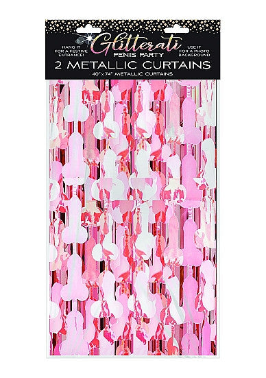 Striscioni con peni Glitterati Penis Foil Curtain, Set of 2