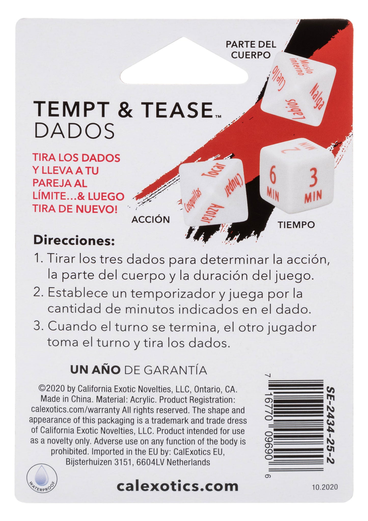 Dadi dell' amore Tempt & Tease Dados ESPANOL