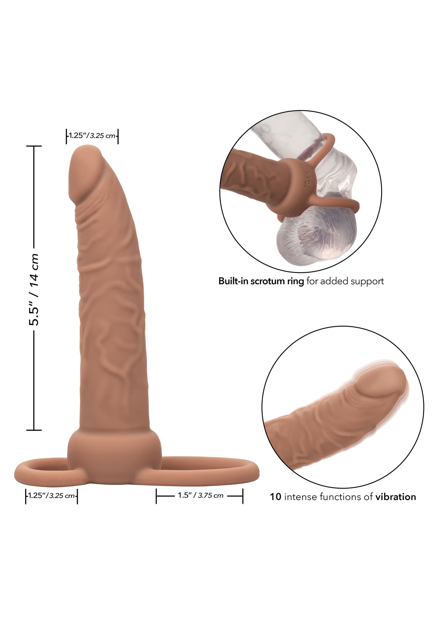 Vibratore realistico strap on Rechargeable Dual Penetrator caramel