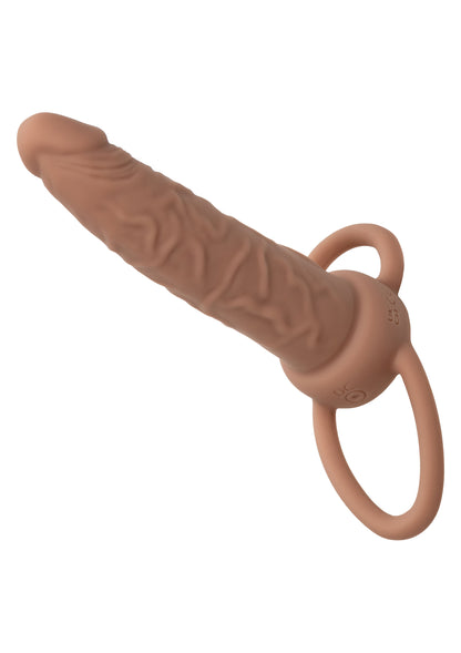 Vibratore realistico strap on Rechargeable Dual Penetrator caramel