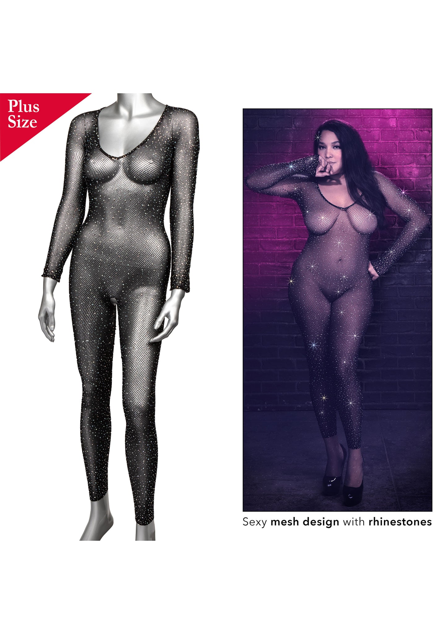 Tutina erotica donna Crotchless Bodystocking XL/3XL