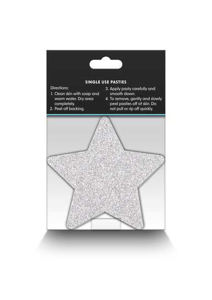 Copricapezzoli a forma di stella Pasties Glitter Stars 2 Pair red & silver