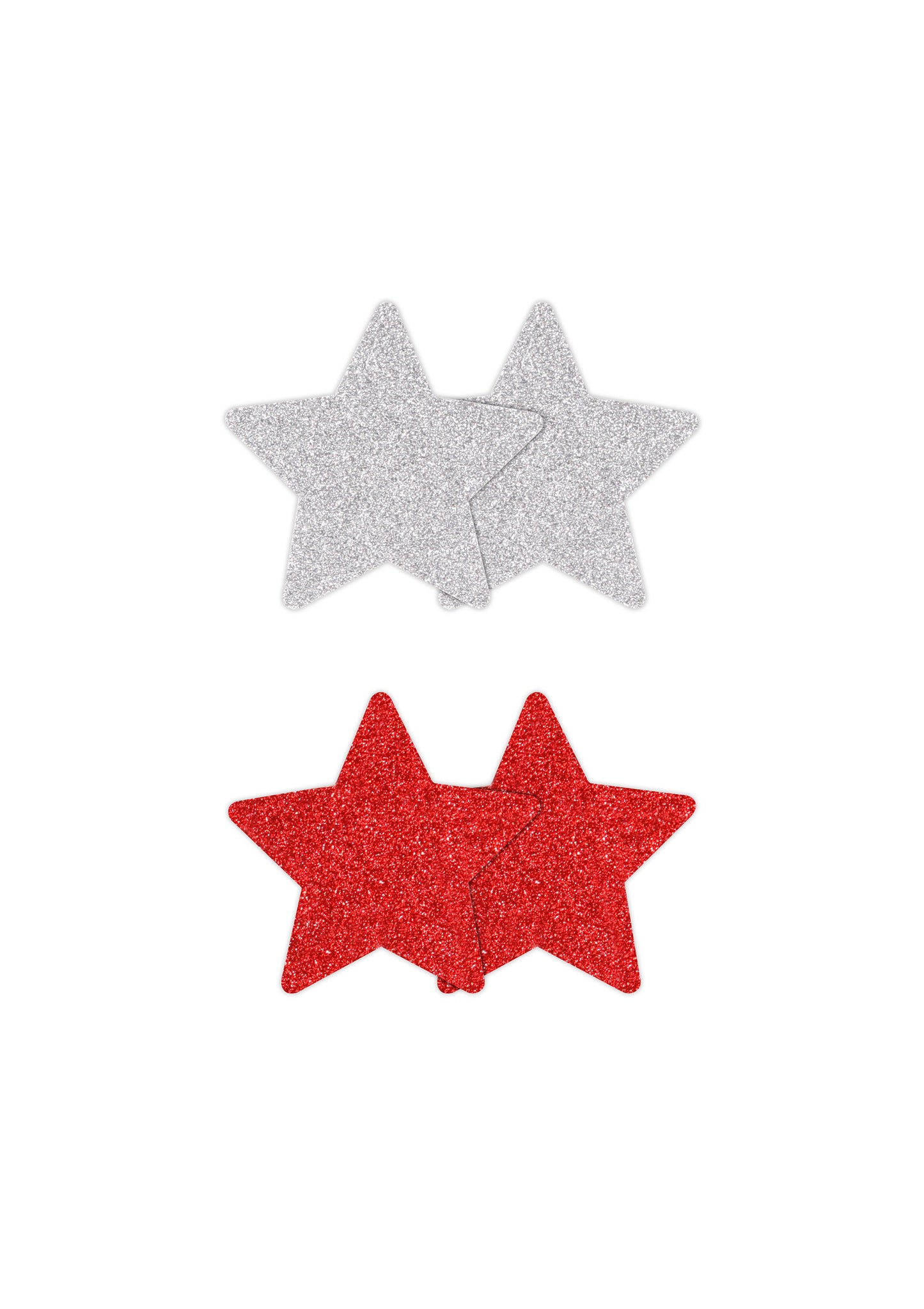 Copricapezzoli a forma di stella Pasties Glitter Stars 2 Pair red & silver