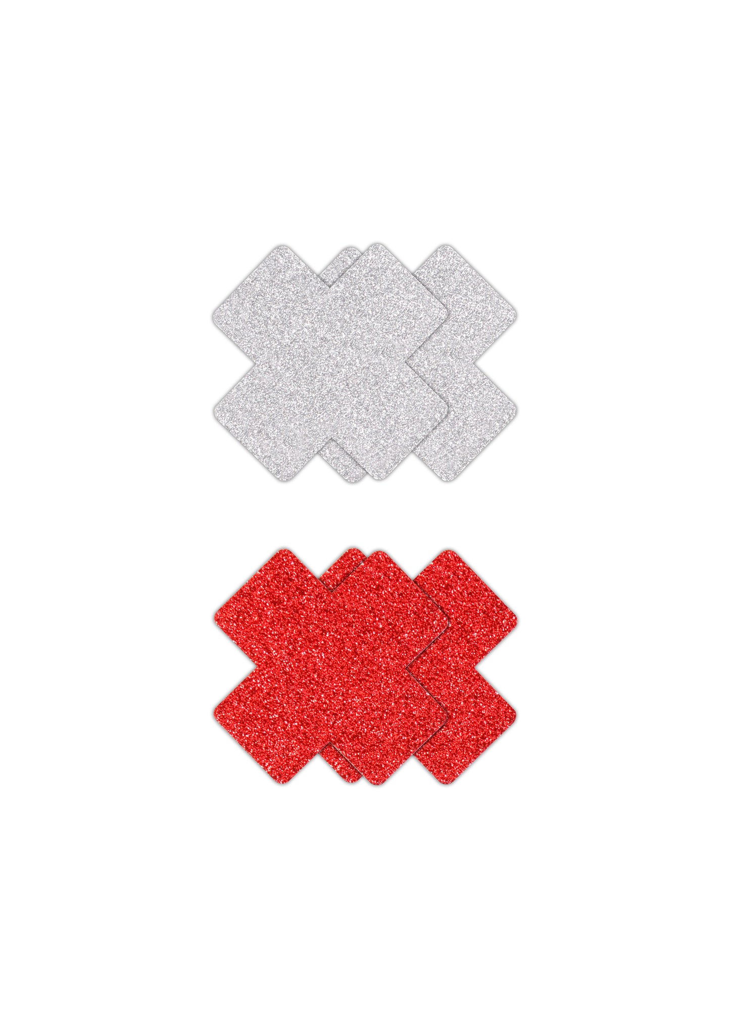 Copricapezzoli a forma di croce Pasties Glitter Cross 2 Pair Red & silver