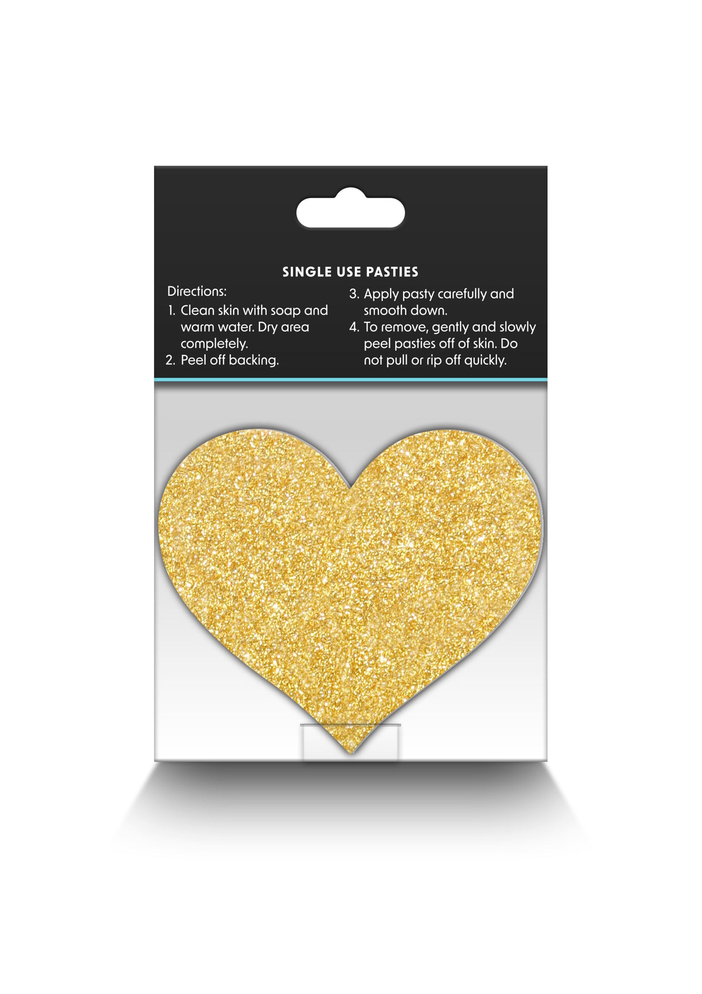 Copricapezzoli a forma di cuore Pasties Glitter Hearts 2 Pair black & gold