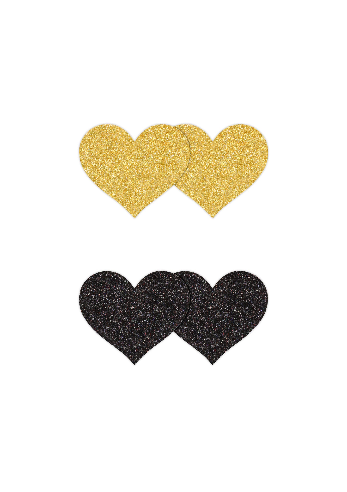 Copricapezzoli a forma di cuore Pasties Glitter Hearts 2 Pair black & gold