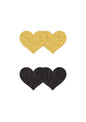 Copricapezzoli a forma di cuore Pasties Glitter Hearts 2 Pair black & gold