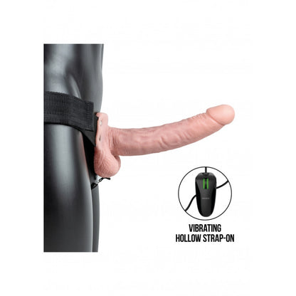 Vibratore cavo indossabile Vibrating Hollow Strap-on with Balls - 9'' / 23 cm - Flesh