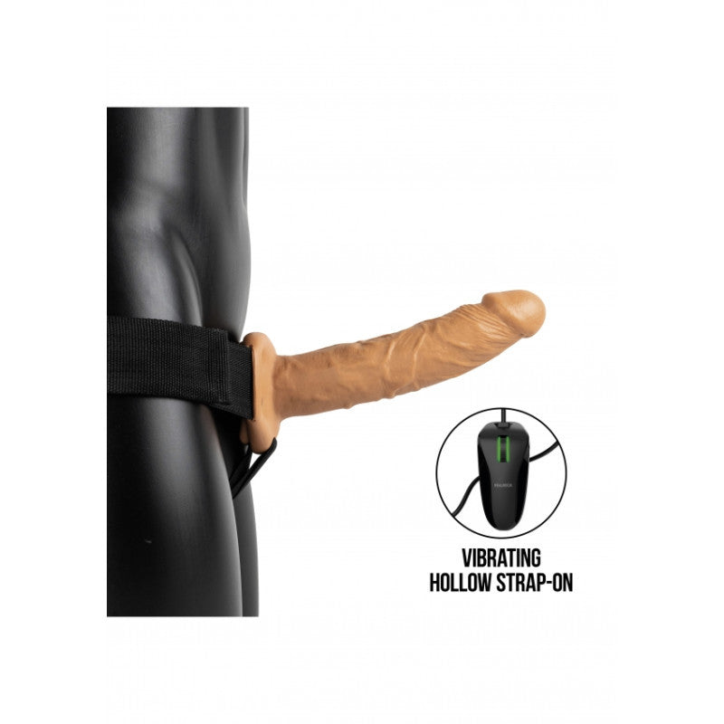 Vibratore cavo indossabile Vibrating Hollow Strap-on No Balls - 8'' / 20,5 cm - Tan