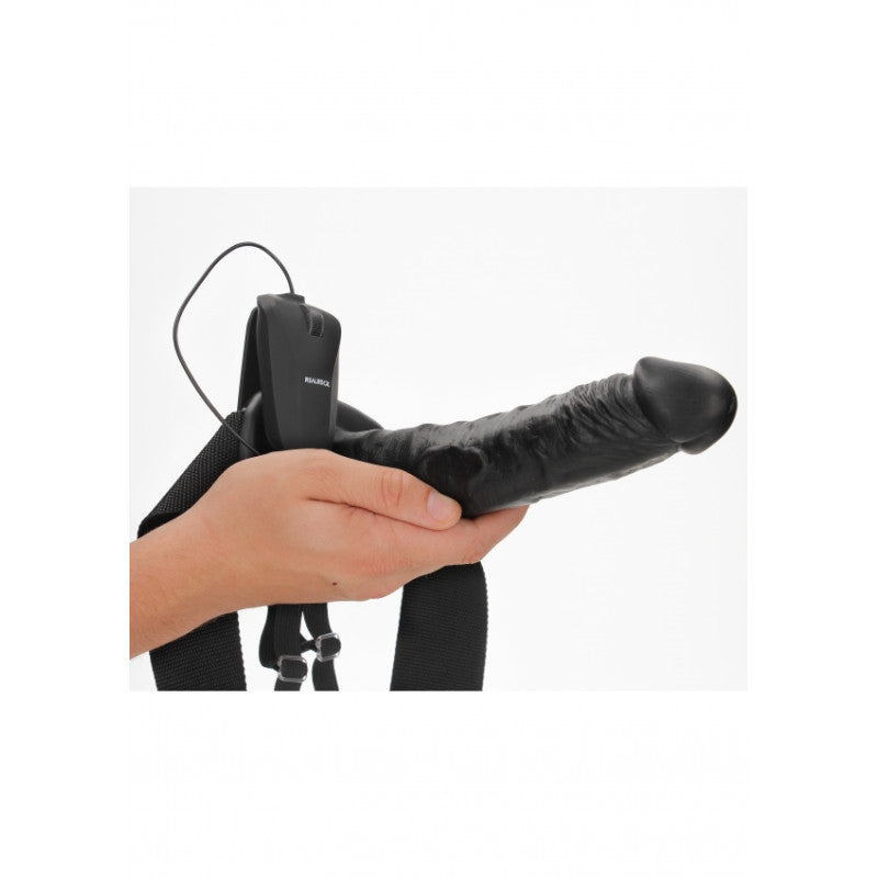 Vibratore cavo indossabile Vibrating Hollow Strap-on No Balls - 10'' / 24,5 cm - Black