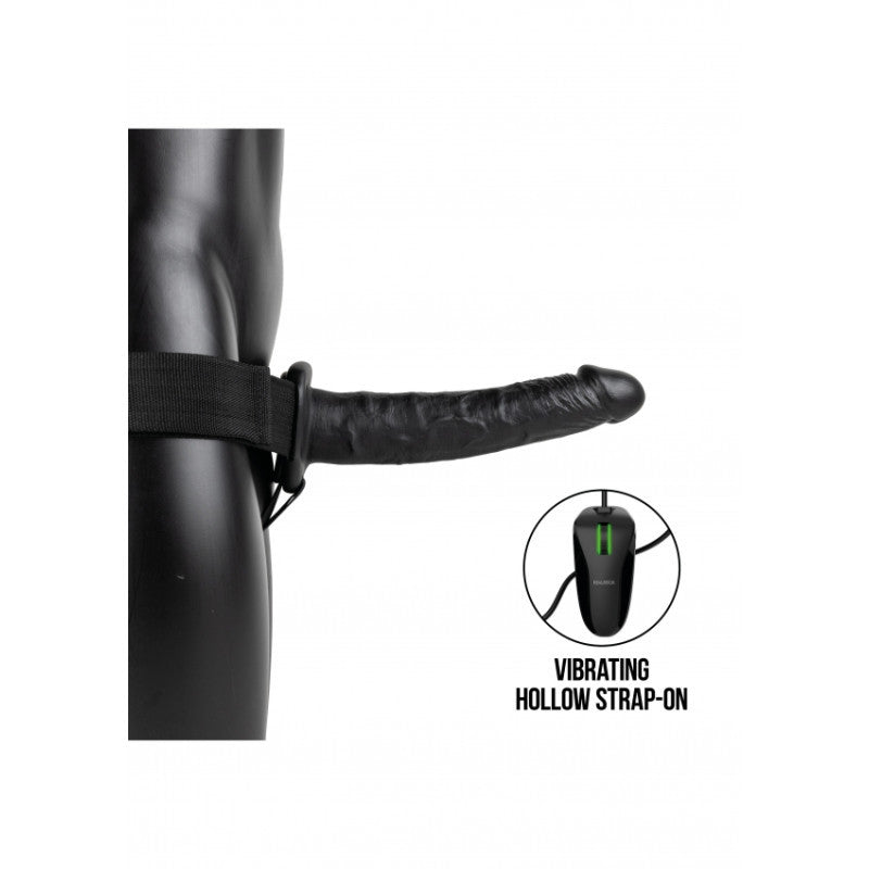 Vibratore cavo indossabile Vibrating Hollow Strap-on No Balls - 10'' / 24,5 cm - Black