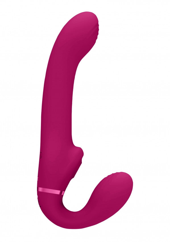 Vibratore vaginale anale strap on Dual Pulse-Wave & Airwave Strapless Strapon Pink