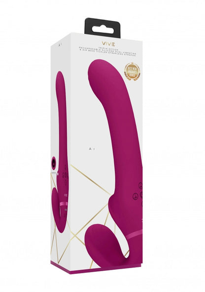 Vibratore vaginale anale strap on Dual Pulse-Wave & Airwave Strapless Strapon Pink