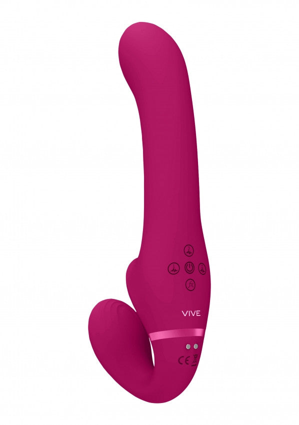 Vibratore vaginale anale strap on Dual Pulse-Wave & Airwave Strapless Strapon Pink