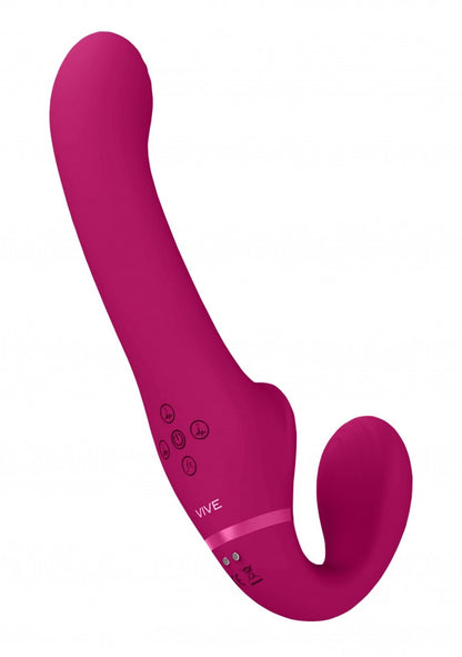 Vibratore vaginale anale strap on Dual Pulse-Wave & Airwave Strapless Strapon Pink