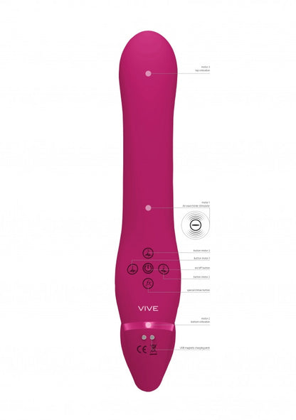 Vibratore vaginale anale strap on Dual Pulse-Wave & Airwave Strapless Strapon Pink