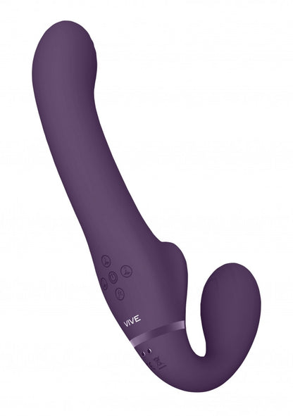 Vibratore vaginale anale strap on Dual Pulse-Wave & Airwave Strapless Strapon Purple