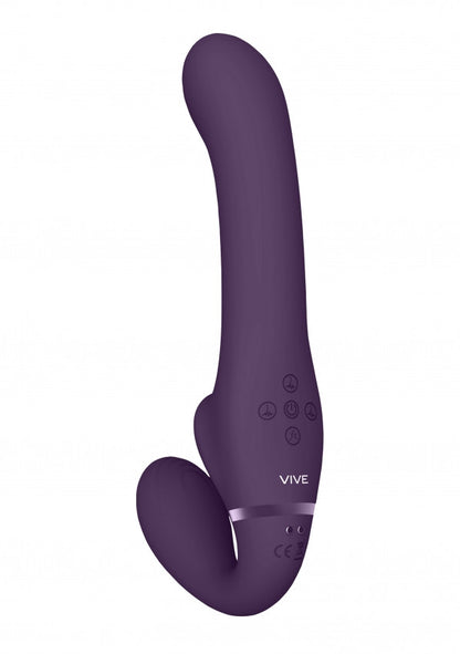 Vibratore vaginale anale strap on Dual Pulse-Wave & Airwave Strapless Strapon Purple