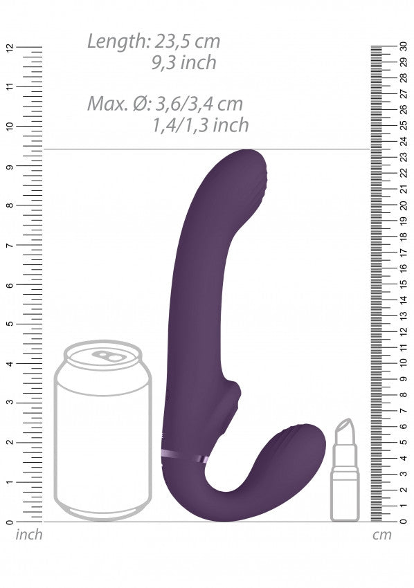 Vibratore vaginale anale strap on Dual Pulse-Wave & Airwave Strapless Strapon Purple