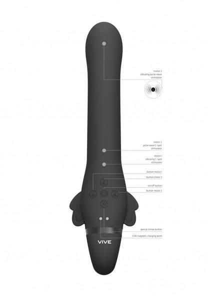 Doppio vibratore strapless nero Satu - Black