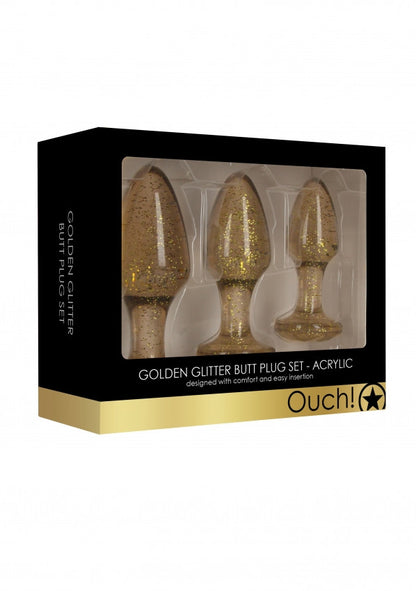 Kit plug Acrylic Goldchip Butt Plug Set - Gold