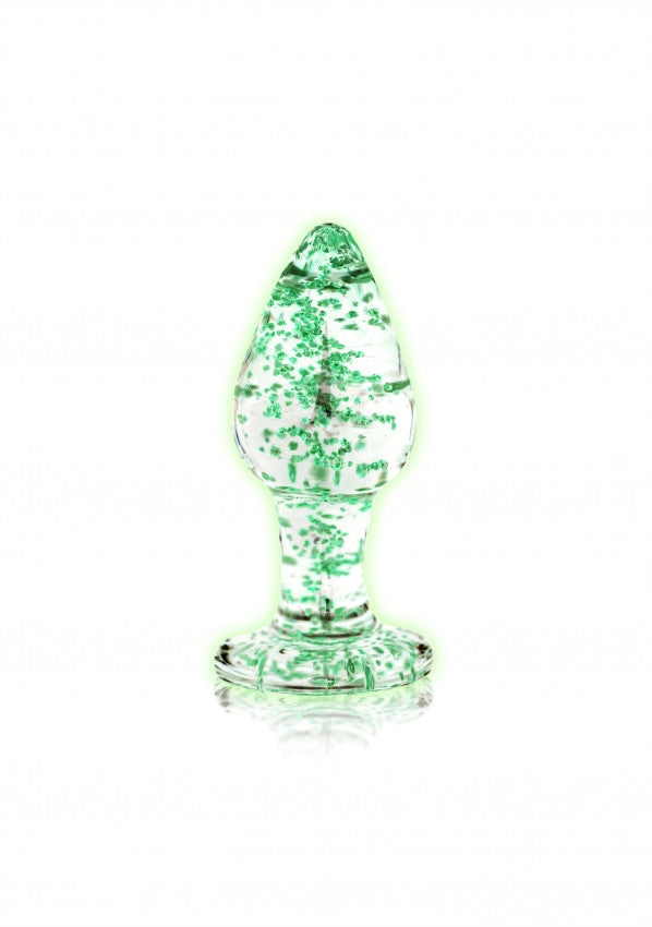 Plug Glass Butt - Glow in the Dark - Large - Clear