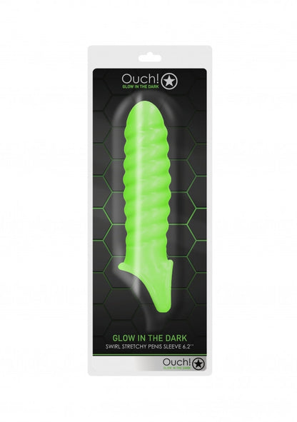 Guaina per pene Swirl Stretchy Penis Sleeve - Glow in the Dark - Neon Green