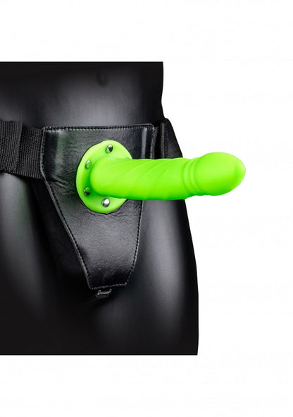 fallo indossabile Twisted Hollow Strap-on - 8'' / 20 cm - GitD - Neon Green