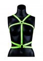 Pettorina bondage body Harness - Glow in the Dark - Neon Green/Black