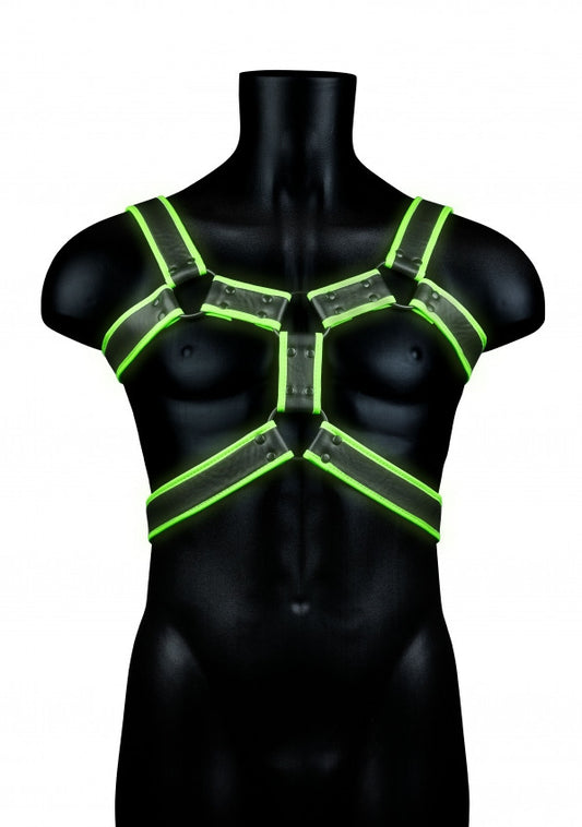 Pettorina regolabile uomo Body Harness - Glow in the Dark - Neon Green/Black