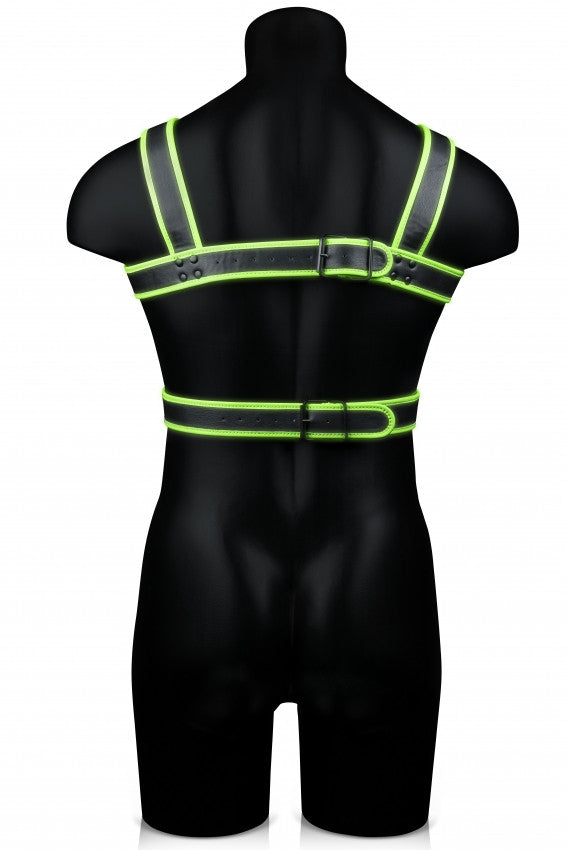 Pettorina regolabile uomo Body Harness - Glow in the Dark - Neon Green/Black