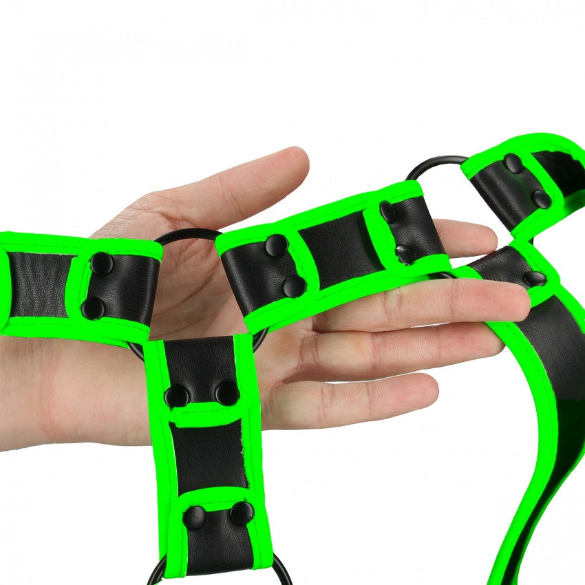 Pettorina regolabile uomo Body Harness - Glow in the Dark - Neon Green/Black