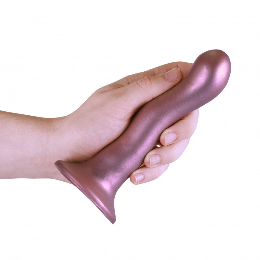 Dildo vaginale con ventosa Ultra Soft Curvy G-Spot Dildo 7''/17 cm Rose Gold