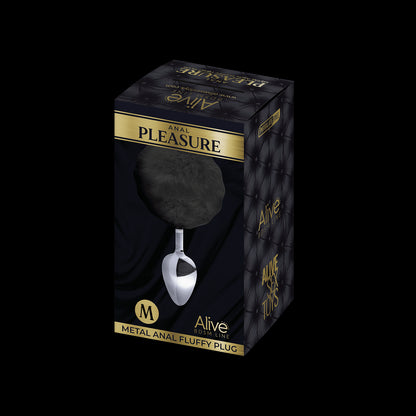 Plug anale con coda Metal Anal Fluffy Plug M black