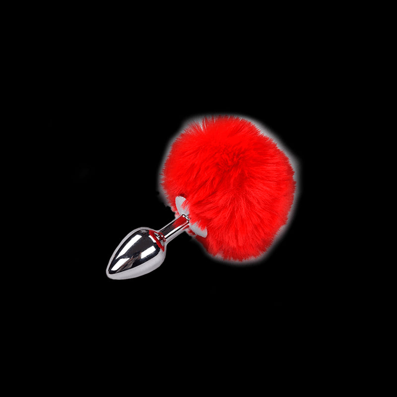 Plug anale con coda Metal Anal Fluffy Plug S red