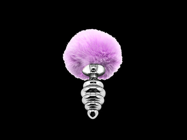 Plug anale con coda Metal Anal Fluffy Twist Plug M purple