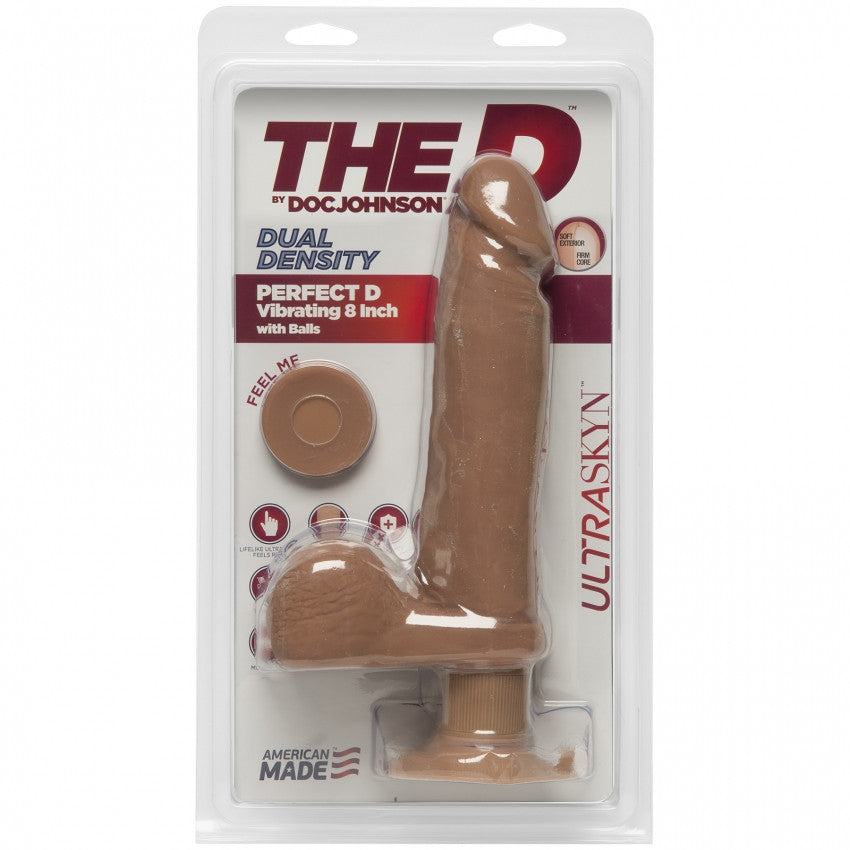 Vibratore realistico Perfect D Vibrating with Balls - ULTRASKYN - 8 / 20 cm - Caramel